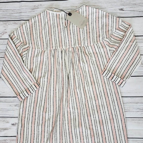 Zara Girls Pin Stripped Long Sleeve Dress Sz 9 - Picture 5 of 7